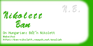 nikolett ban business card